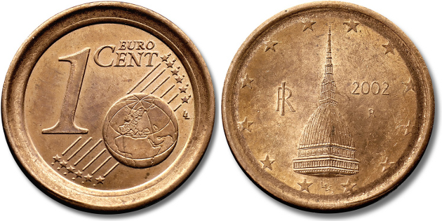 moeda rara de 1 centimo